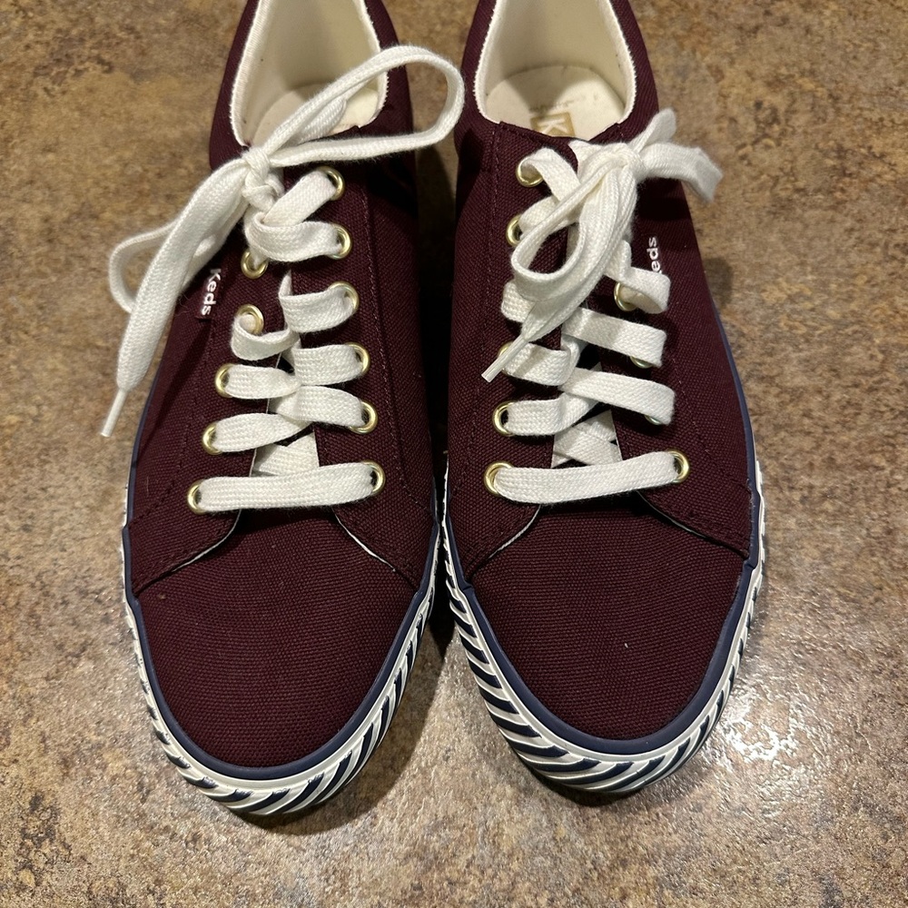 Keds Maroon Canvas Shoes with White Accents
